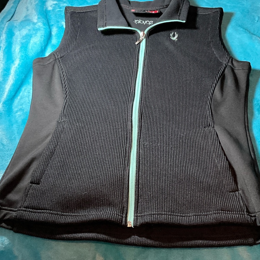 Spyder Black Vest with Aqua Zipper